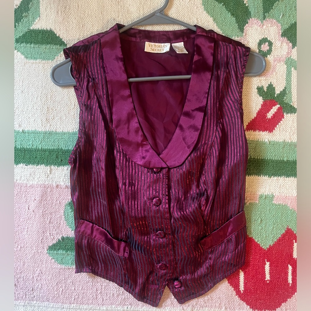 Vintage Victoria’s Secret Burgundy Pin striped Vest